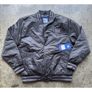 Ultra Game NBA Bomber Jacket Black Snap Size Medium BRAND NEW WITH TAGS